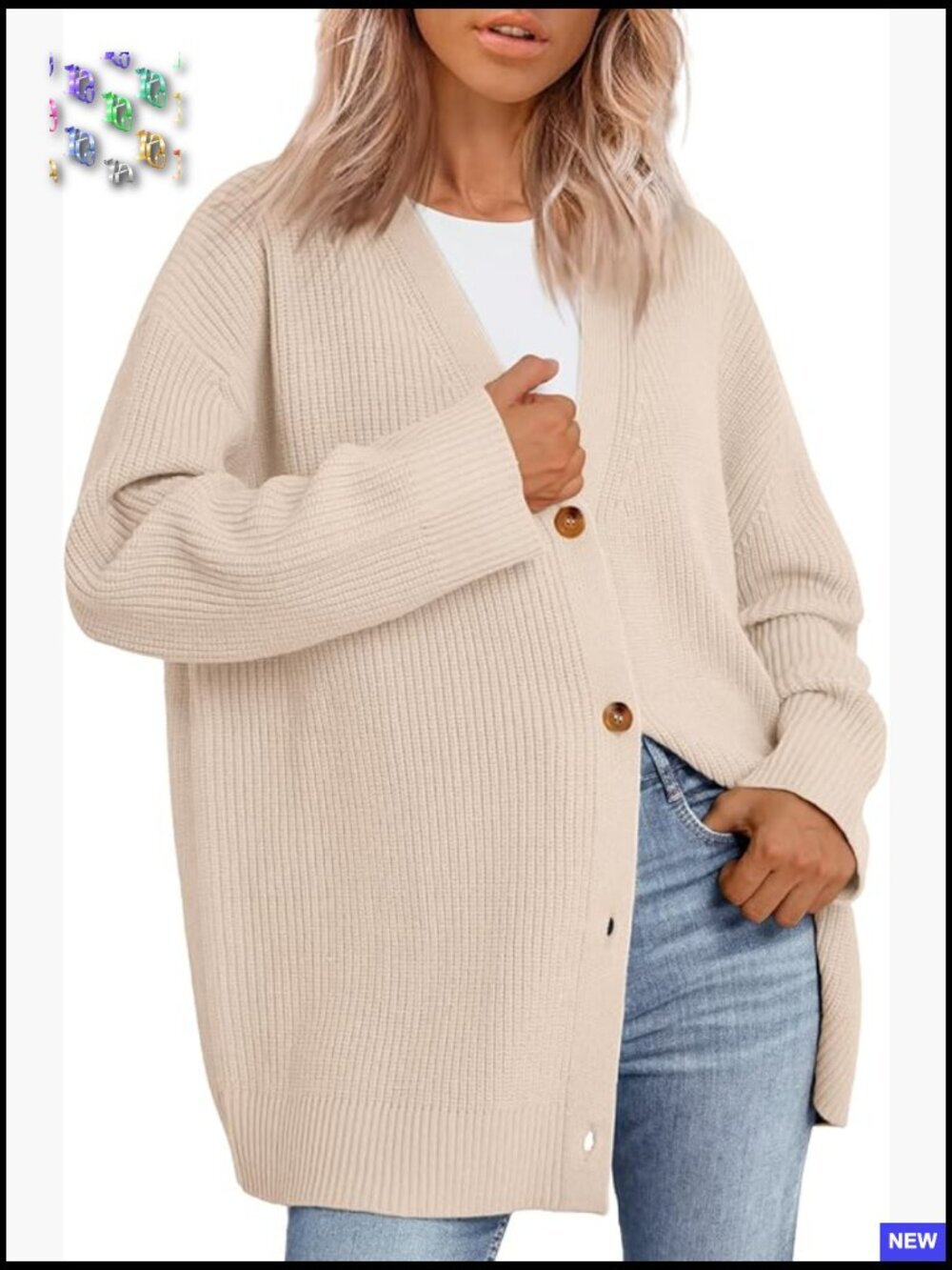 Oversized V-Neck Cardigan Sweater Cozy Knit Open Front Long Sleeve Layering